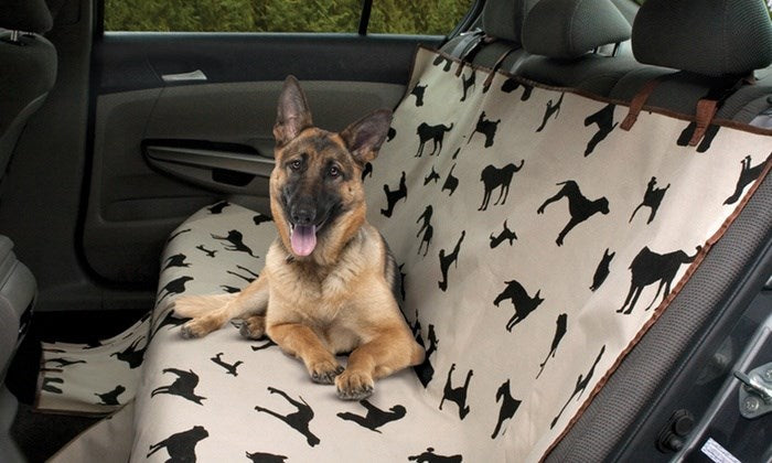 Waterproof Pet Seat Cover with Dog Print Silhouettes