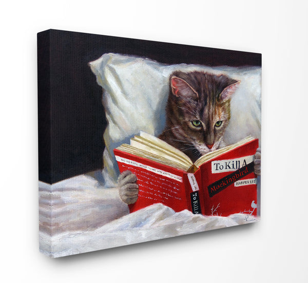 Cat in Bed with Book