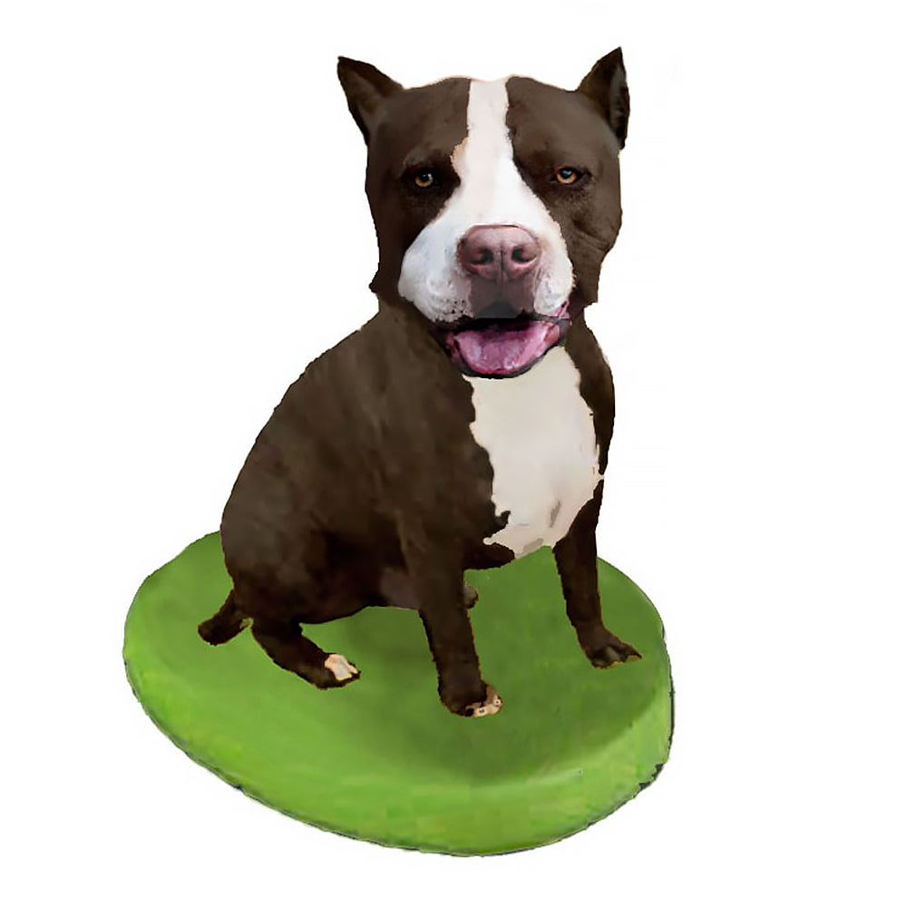 Custom Pet Dog Bobblehead - Pit Bull Black and White